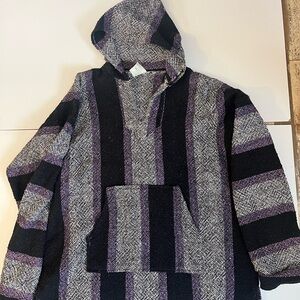Striped Hooded Sweater - Black and Purple drug rug